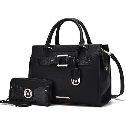 vegan leather tote bag set