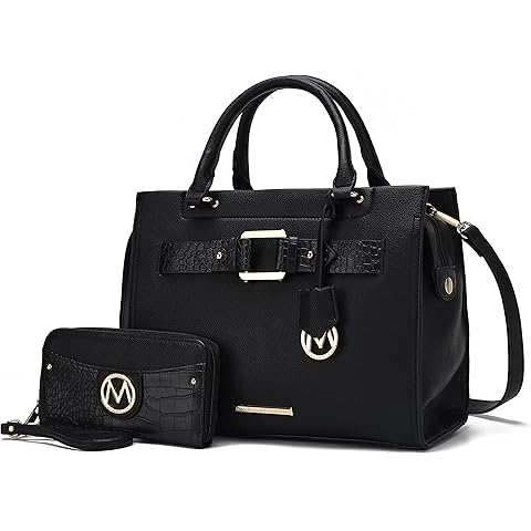vegan leather tote bag set